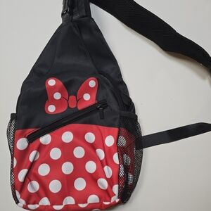 Red and Black Crossbody Bag with Polka Dot Bow
